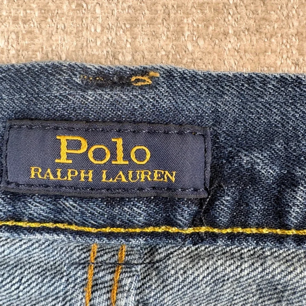 Polo Ralph Lauren Mens Hampton Relaxed Straigh Distressed Blue Jeans 44x30